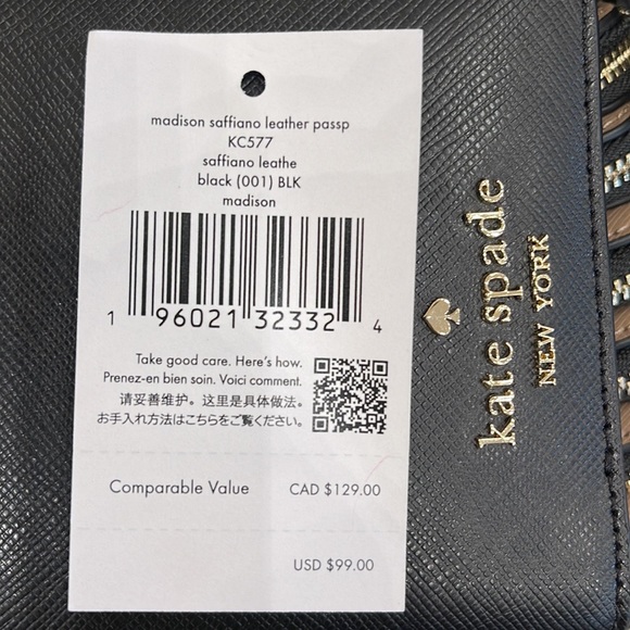 Kate Spade Madison Leather Passport Holder, Crush Proof, Black
NWT - Picture 13 of 16